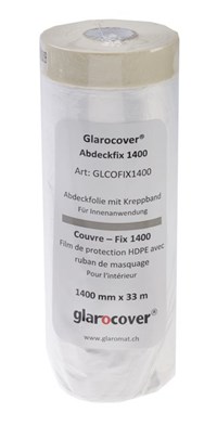 Glarocover / Matériel de couverture - Glarocover Couvre - Fix 1400, film de protection HDPE avec ruban de masquage, pour l'intérieur, largeur 1400 mm, rouleaux à 33 m 