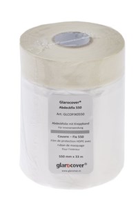 Glarocover / Matériel de couverture - Glarocover Couvre - Fix 550, film de protection HDPE avec ruban de masquage, pour l'intérieur, largeur 550 mm, rouleaux à 33 m