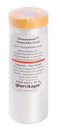 Glarocover / Matériel de couverture - Glarocover Couvre - Fix Gold, film de protection HDPE avec ruban de masquage Washi résistant aus UV  jusqu'à 2 mois pour l'extérieur, largeur 2700 mm, rouleaux à 20 m