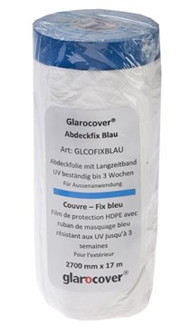 Glarocover / Abdeckmaterial Glarocover Abdeckfix Blau, Abdeckfolie HDPE mit Langzeitband UV beständig bis 3 Wochen, Breite 2700 mm, Rolle à 17 m