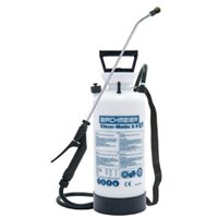 Pulvérisateurs et accéssoires pour produits ABBA - Pompes manuelles Clean-Matic 5E bleu, tuyau en acier inoxydable, joints étanches EPDM pH 7-14,
<br/>résistant aux lessives, contenu 5 litre