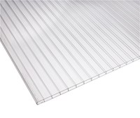 Flachplatten lichtdurchlässig Polycarbonat Doppelstegplatte 16 mm extra stark farblos/transparent, B 1200 x L 6000 mm